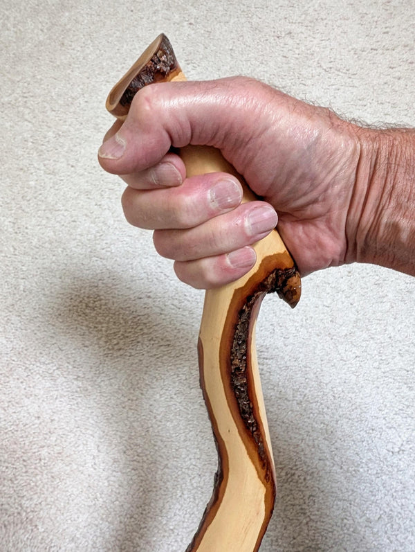 Mt Mahogany hiker, walking stick, hiking stick, wood, custom grip, 45 inches tall, Wabi Sabi wabi-sabi one-of-a-kind, from dead tree, 186-C