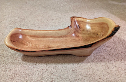 red oak bowl, live edge wood, beautiful grain, rich natural color, teardrop shape, 5" tall x 16, Wabi Sabi, one-of-a-kind, asymmetric, 568-W