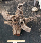 driftwood root bowl, twisted, swooping, one of a kind, maroon brown gold, 14.7'' T x 25.5, obsidian rock floor, Wabi Sabi, fruit bowl, 369-A