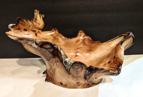 twisted branched wood bowl, elaborate, 9 tall x 16.5 x 9'', 2.6 lbs, Wabi Sabi Wasabi wabi-sabi one-of-a-kind, asymmetric, upcycled, 464-A