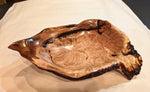 figured exotic maple wood bowl, irregular, rich colors, 4.5" tall x 16.5 x 12.25'', 3.6 lbs, Wabi Sabi, one-of-a-kind, asymmetric, 469-J