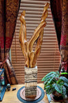.. desktop floor wood sculpture, Freeform, beautifully grained, satin finish, flowing lines, 28.5" tall, Mountain Mahogany, sculpture, 586-B1