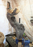 .. wood sculpture 29 inch tall, one-of-a-kind, freeform, tabletop floor sculpture, Aspen, beautiful grain, satin finish, yellow brown, 621-A