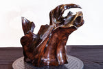 .. Wood desktop root sculpture, dark Pacific Ocean driftwood, one-of-a-kind, matte finish, 9.75" tall x 11.5 x 8, Wabi Sabi, asymmetric, 644-A