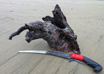 .. Wood desktop root sculpture, dark Pacific Ocean driftwood, one-of-a-kind, matte finish, 9.75" tall x 11.5 x 8, Wabi Sabi, asymmetric, 644-A