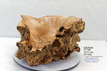.. figured Siberian elm wood burl bowl, exotic irregular, one of a kind, golden blond & brown, live edge, 22 inch long by 18 by 11 tall, 312-i