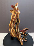 tabletop manzanita root sculpture, tan maroon, rustic refined, live edge, 18.38 inches tall, Wabi Sabi, one of a kind, asymmetric, 620-A