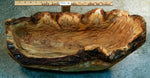 large oblong bowl, golden brown, burl bowl, mottled colors, live edge, Siberian black elm wood, irregular, asymmetric, 312-Q