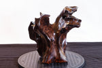 .. Wood desktop root sculpture, dark Pacific Ocean driftwood, one-of-a-kind, matte finish, 9.75" tall x 11.5 x 8, Wabi Sabi, asymmetric, 644-A