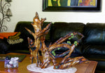 Tabletop wood sculpture from a long time down-and-dead Ponderosa pine tree 20 inch tall , 243-G