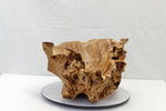 .. figured Siberian elm wood burl bowl, exotic irregular, one of a kind, golden blond & brown, live edge, 22 inch long by 18 by 11 tall, 312-i