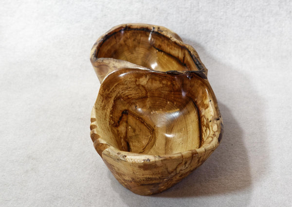.. free flowing 2-part Port Orford Cedar wood bowl, rustic yet refined, 3.5" Tall x14x5.5, Wabi Sabi, one-of-a-kind, asymmetric, 427-A2